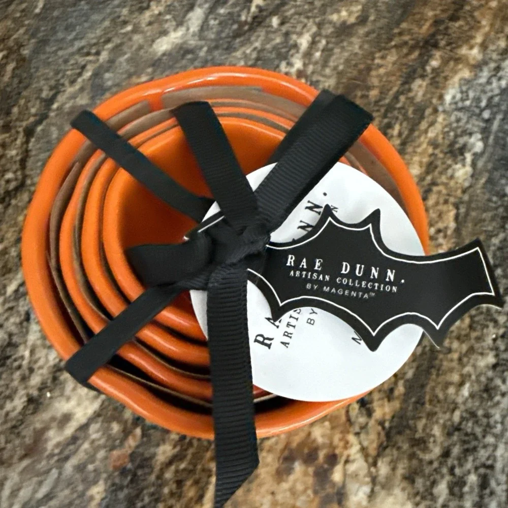 Rae Dunn Jack-O'-Lantern Pumpkin Halloween Baking Measuring Cups Set NEW